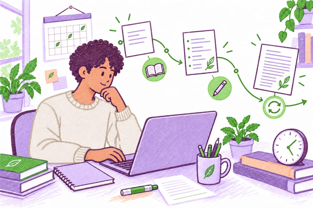 A student building a replayable history of research, drafting, and revision over time