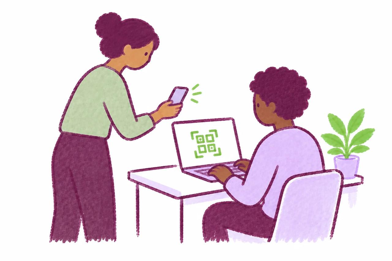 A proctor checking in a student by scanning the QR code on their laptop