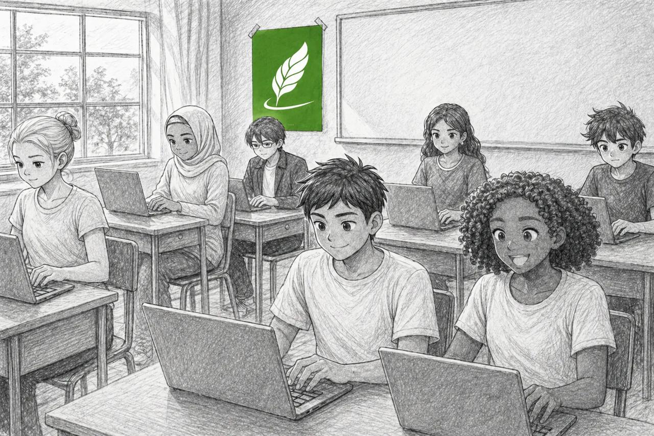 Students using MATCHA on laptops during an in-class writing activity