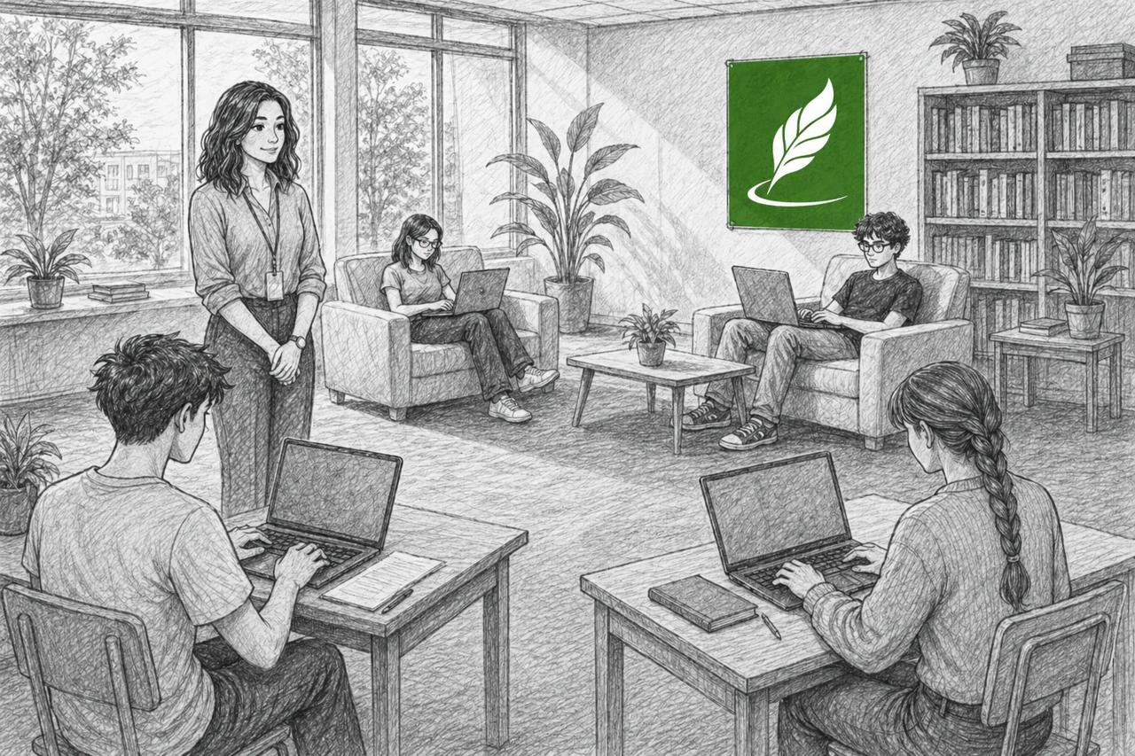 Students using MATCHA in a supervised writing lab