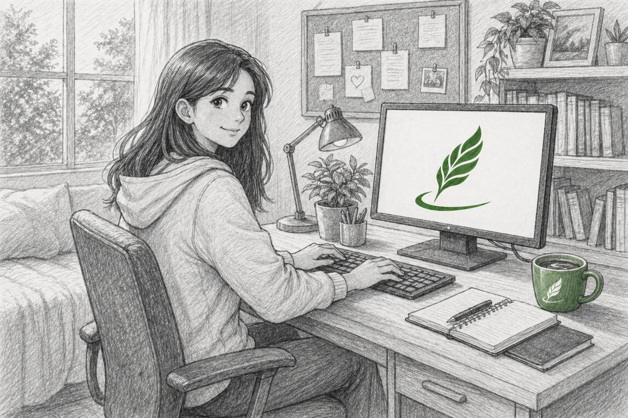 Student using MATCHA for an at-home writing assignment