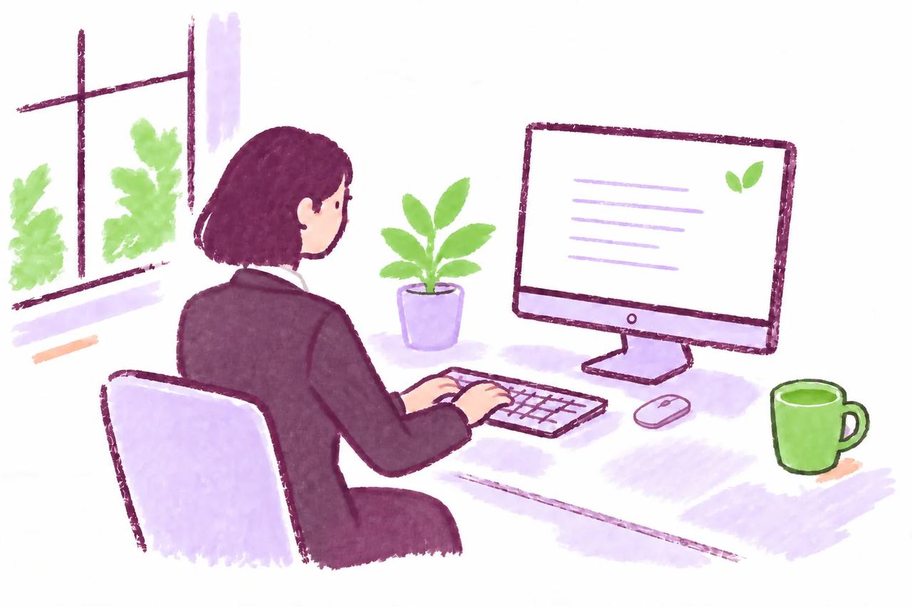 A writer revising a document at her desk