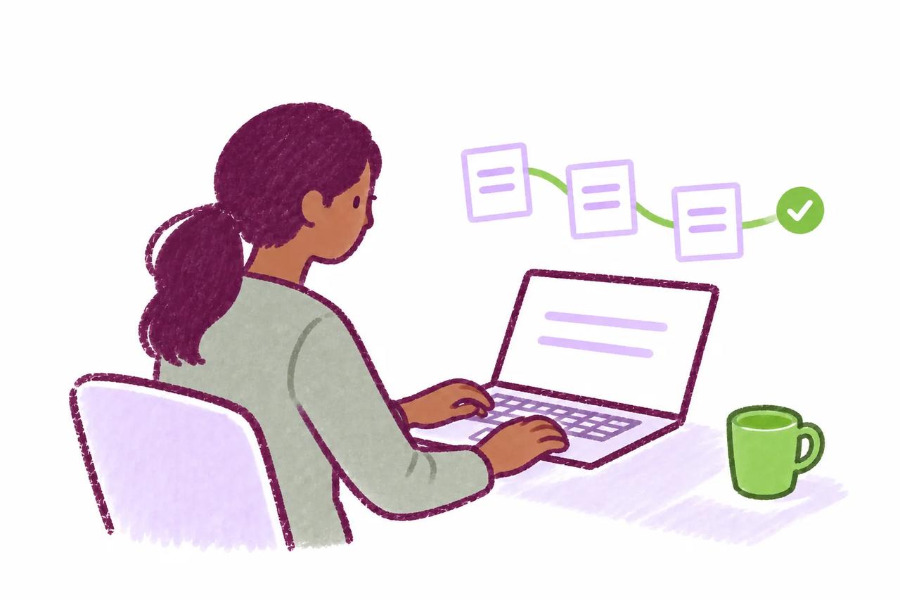 A writer reviewing the sequence of revisions behind a document