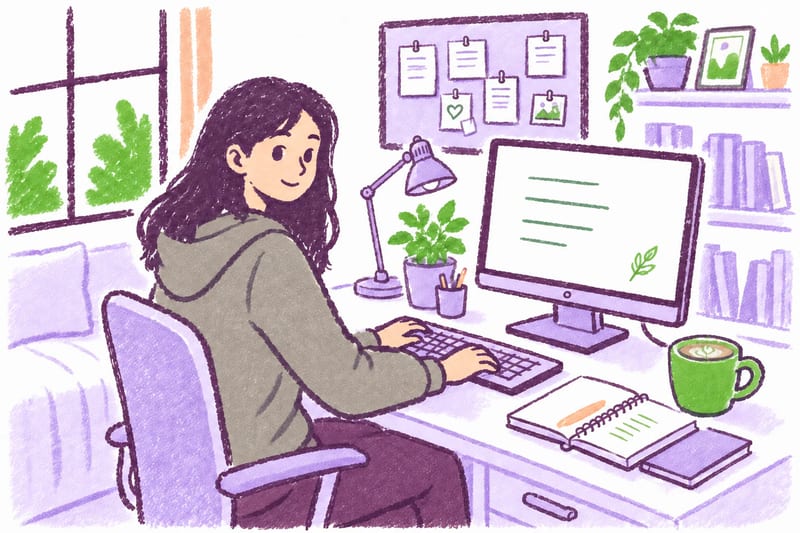 Student writing an at-home essay with MATCHA